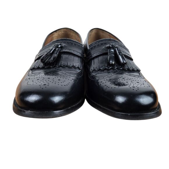 Florsheim Brinson Kiltie Tassel Loafers Sz 9.5 D Wingtip Black Leather Shoes